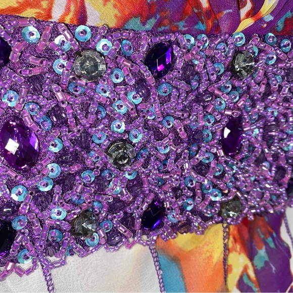 B. Smart Spaghetti Strap Summer Formal Mini Dress, Size 13 Juniors, Beaded - Picture 3 of 12